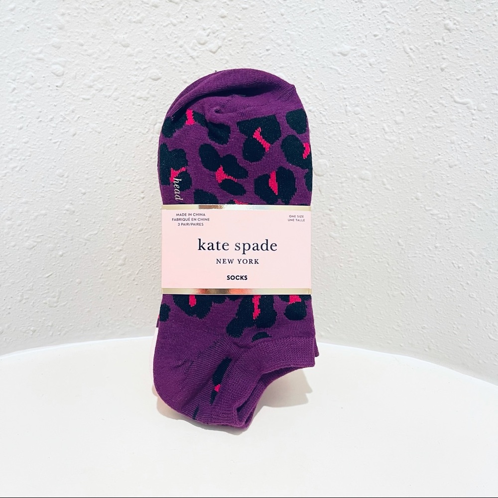 Kate Spade 3 Pairs No Show Leopard Stripes Socks OS NWT - Picture 1 of 7